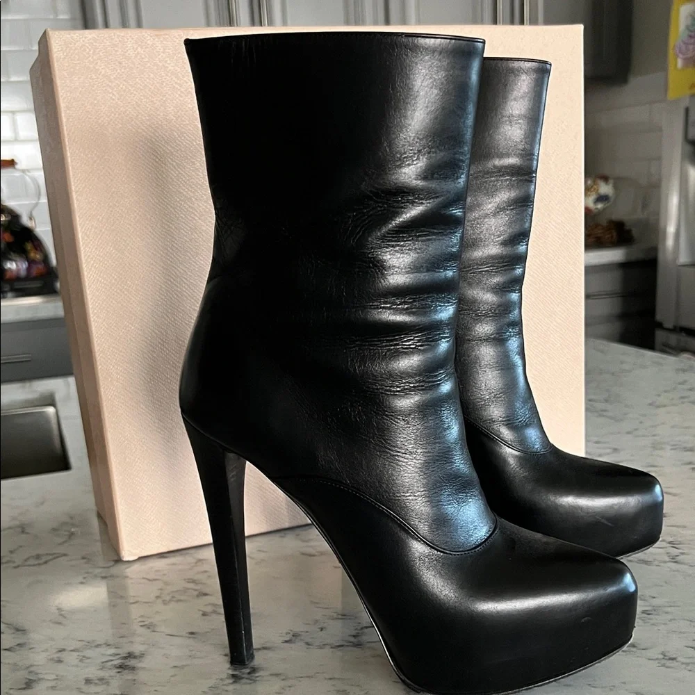 Prada Women's Sleek Black Heeled Boots - Picture 2 of 6